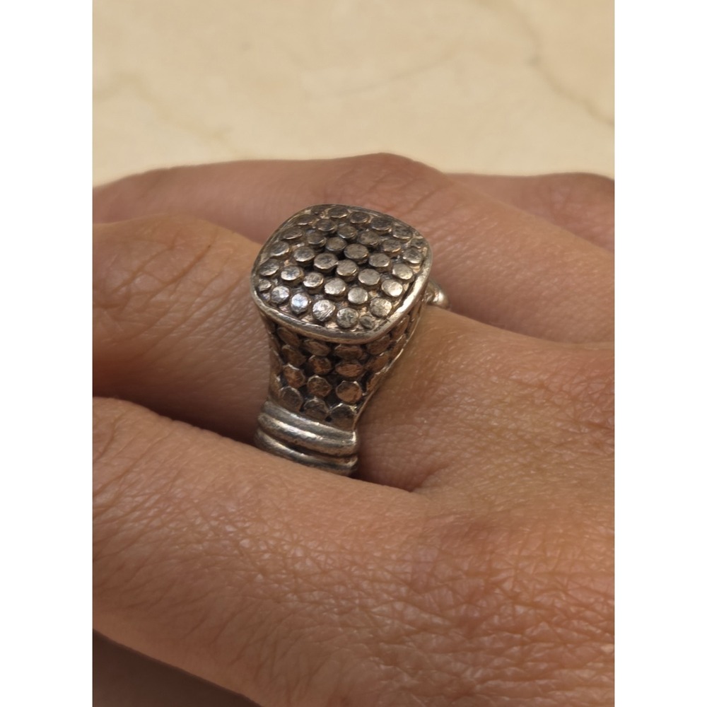 Vintage Sterling Silver Tribal Dot Tower Ring Statement Ring Size 7.5